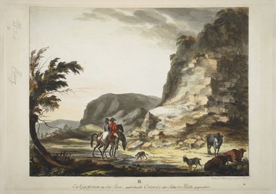 「Der Hübichenstein」、「Harz Forest の 4 つのビュー」、Philipp Ganz、c.1770-90 (手描きのエッチング) 作： German School