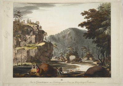 「Der Hübichenstein」、「Harz Forest の 4 つのビュー」、Philipp Ganz、c.1770-90 (手描きのエッチング) 作： German School
