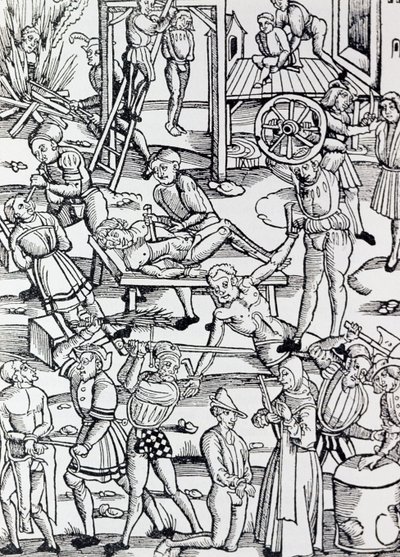 さまざまな犯罪、彫刻、ドイツの 1500 年にドイツで使用されるさまざまな形態の罰 作： German School