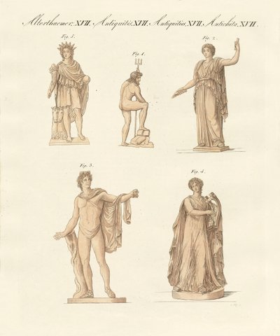 ギリシャ人とローマ人の神々（カラー彫刻 作： German School