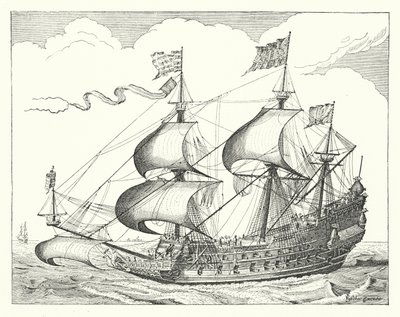 17世紀のオランダの軍艦（エングレービング 作： German School