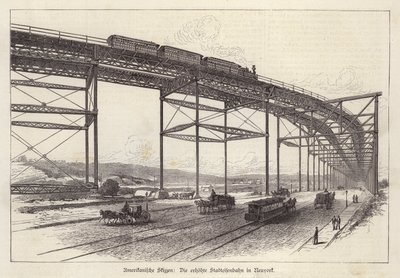 アメリカ・ニューヨーク市の高架鉄道（彫刻 作： German School