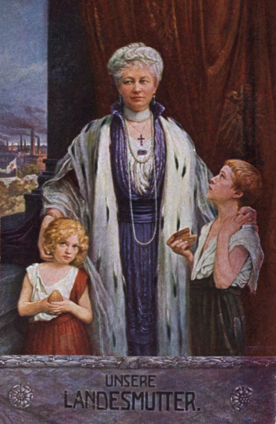 ドイツのアウグスタ・ヴィクトリア女帝、国民の母（カラーリトグラフ） 作： German School