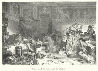 ローマ時代の宴での食後の余興（エングレービング 作： German School