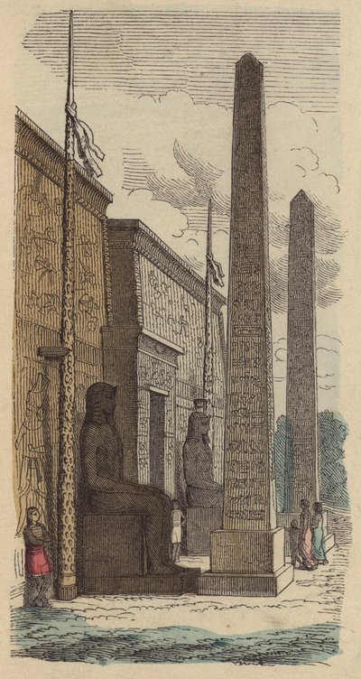 古代エジプトの宮殿神殿の入り口（彩色彫刻 作： German School