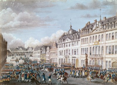 プロイセンとヘッセンの連合軍のフランクフルトへの侵入、1792年12月2日（ガッシュ） 作： German School
