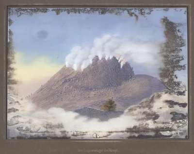 1836年11月、クレーターの東端の景色を望むメラピ火山での噴火、Dr。マグフデブジュンフーンさん 作： German School