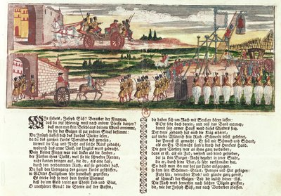 1738年のジョセフズースオッペンハイマーの処刑（色付きの木版画） 作： German School