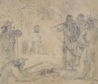 1848年、1862年11月9日のロバート・ブルムの死刑（紙にクレヨン） 作： German School
