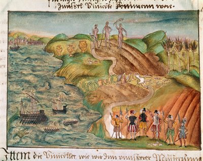 ベネズエラの遠征地、「Coeler家の回想録、伝記、詩など」、1560〜1632年頃（紙に水彩） 作： German School