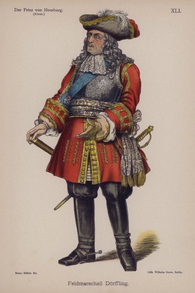 ハインリッヒ・フォン・クライストの「Der Prinz von Homburg（ホンブルクの王子）」より、ドアフリング陸軍元帥（カラーリトグラフ 作： German School