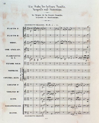 ヘクトール・ベルリオーズ作曲 序曲「エジプトへの飛行」作品25の楽譜の最初のページです。 作： German School