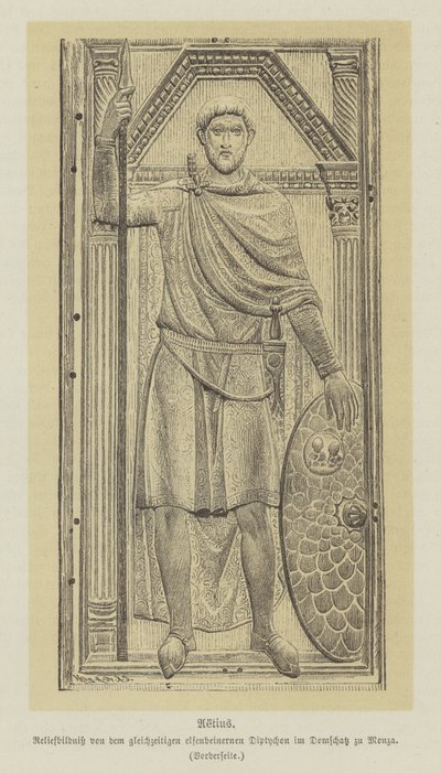 ローマ帝国の将軍、フラウィウス・アエティウス（銅版画 作： German School