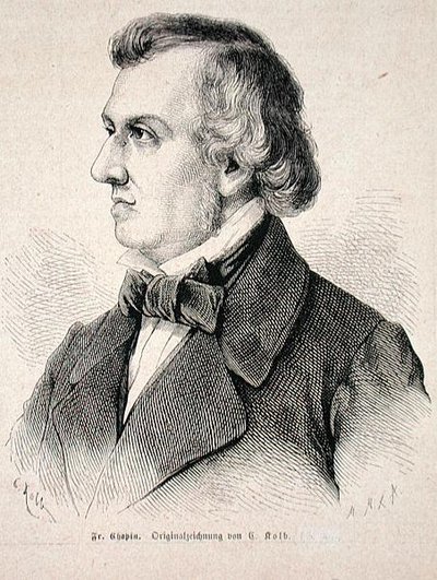フレデリック・ショパン (1810-49) 1870年 (エングレーヴィング) 作： German School