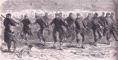 キャンプで踊るフランス兵（Cassells History of the War between France and Germany, published by Cassell and Company Limited, c.1890 (litho) 作： German School
