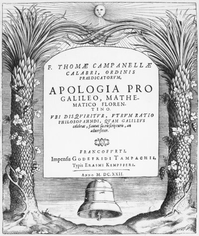 トポマソカンパネラによるApologia pro Galileo、Mathematico Florentinoの口絵、1622年にフランクフルトで出版 作： German School