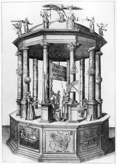 1627年に出版されたヨハネスケプラーによって編集されたルドルフィンテーブルの口絵 作： German School