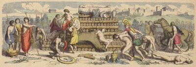古代ギリシャにおける英雄の葬儀（彩色彫刻 作： German School