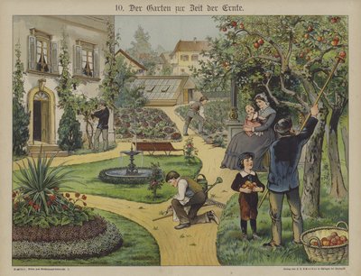 街の庭（カラーリトグラフ 作： German School