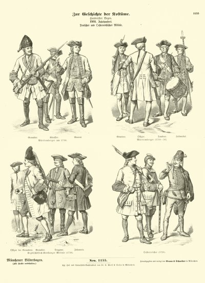 ドイツとオーストリアの軍服、18世紀 作： German School