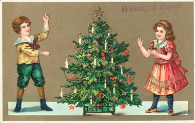 女の子と男の子のクリスマスツリー 作： German School