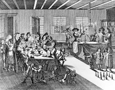 キルヒナーのユダヤ人儀式、1726年のゲオルク・プシュナーによるハンヌカ 作： German School