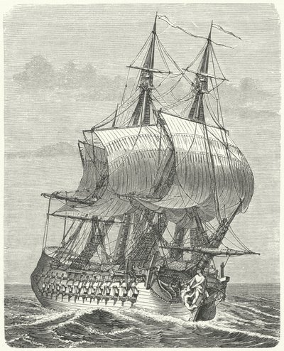 フランスの58連装フリゲート艦「エルキュール」（彫刻作品 作： German School