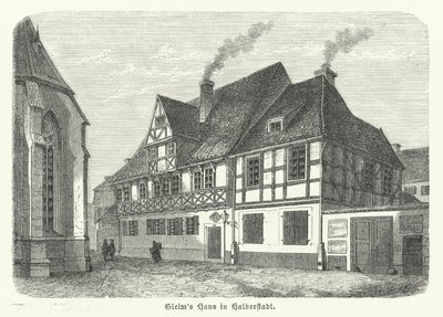 ドイツ・ハルバーシュタットの詩人ヨハン・ウィルヘルム・ルートヴィヒ・グリムの家（彫刻作品 作： German School