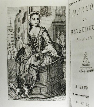 M. de M.(Louis Charles Fougeret de Monbron 1706-1761)作、1777年出版の「Margot la Ravaudeuse」(1750年)の挿絵(エングレーヴィング)(モノクロ写真) 作： German School
