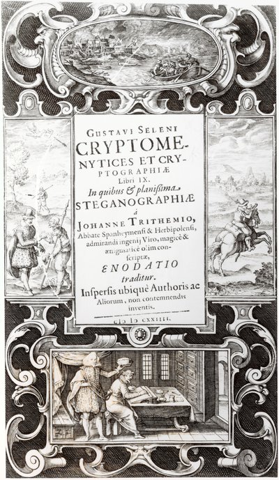 Gustavus Selenus（アウグストゥス、ブランズウィック公）による暗号化と暗号化の第9巻のイラスト、1624年 作： German School