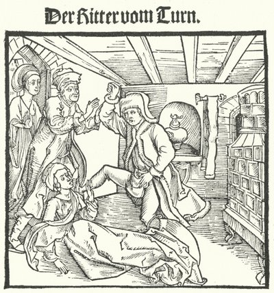 Geoffroy IV de la Tour Landryの「塔の騎士の書」からの挿絵（エングレービング 作： German School