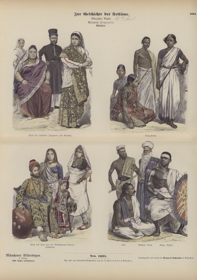インドとアジアのドレス（カラー彫刻 作： German School
