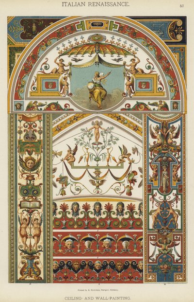 イタリア・ルネッサンス、天井画、壁画（カラーリトグラフ 作： German School
