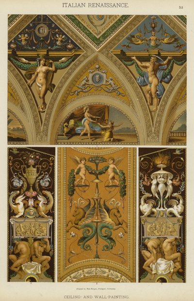イタリア・ルネッサンス、天井画、壁画（カラーリトグラフ 作： German School