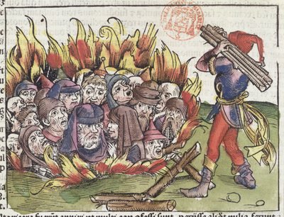 ニュルンベルク年代記、ハートマンシェデル（1440-1514）、1493（カラー木版） 作： German School