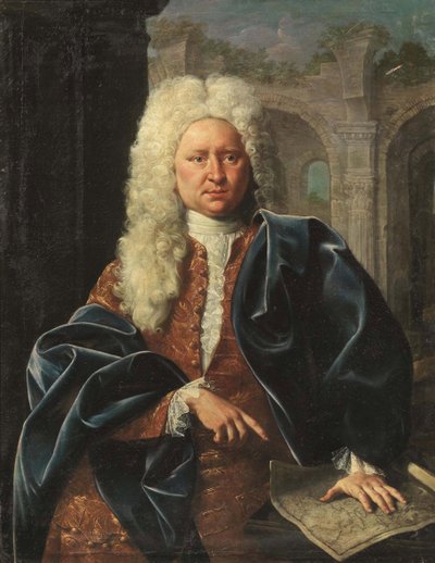 Johann Baptist Homann, geographe et cartographe allemand - Johann Baptist Homann (1664-1724)の肖像, 匿名 .キャンバスに油彩、18世紀前半個人コレクション 作： German School