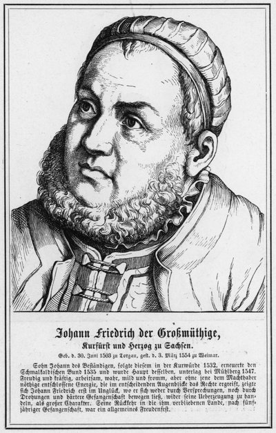 ザクセン選帝侯兼公爵 ヨハン・フリードリッヒ・デア・クロクムターゲ（彫刻版 作： German School