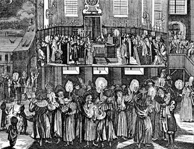 キルヒナーのユダヤ人の儀式、1726年のゲオルク・プシュナーによるキッドゥッシュレバナ 作： German School