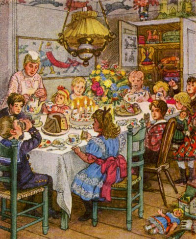 子供の誕生日（カラーリトグラフ） 作： German School