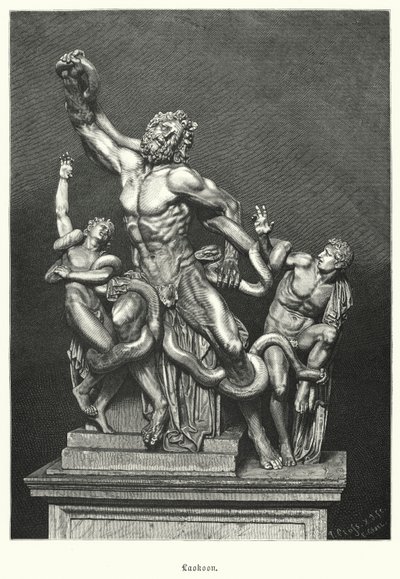1506年にローマで発掘された古代ギリシャ・ローマ時代の彫刻「ラオコーンとその息子たち」（エングレーヴィング 作： German School