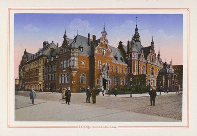 ライプツィヒ、書店の家（カラーリトグラフ） 作： German School