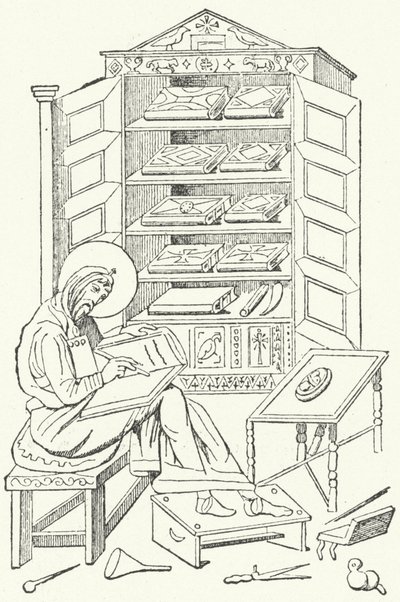 東ローマ帝国のブルジョワ市民の図書館(エングレービング) 作： German School