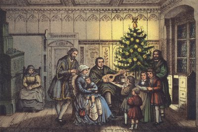 クリスマスのルターと彼の家族の輪 作： German School