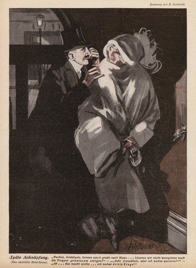 若い女性を提案する男性 (litho) 作： German School