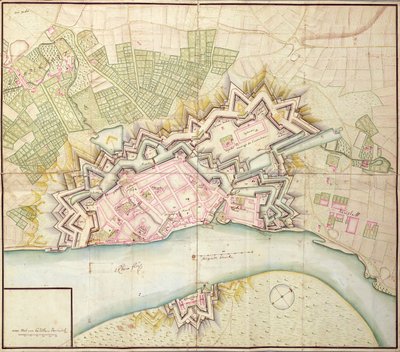 デュッセルドルフの地図、1736年 作： German School