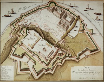ギデオン・フライヘル・フォン・ラウドン野戦司令官による征服後のベオグラード要塞の地図。 作： German School