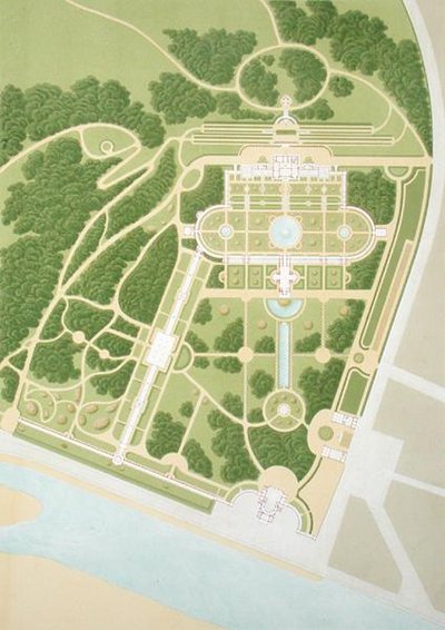 ヴュルテンベルク国王ギヨームの屋敷と庭園の地図（1860年発行 作： German School