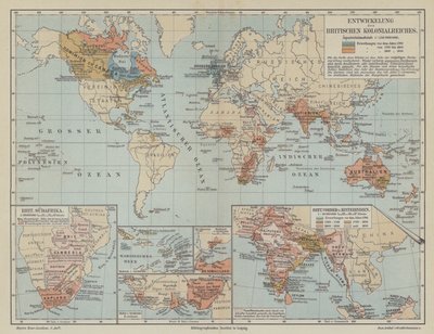 大英帝国の拡大を示す地図 作： German School