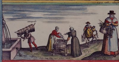 Maps.C.29.e.1 魚を切る女性、「Civities of the world」より、1623 年頃（ベラム） 作： German School