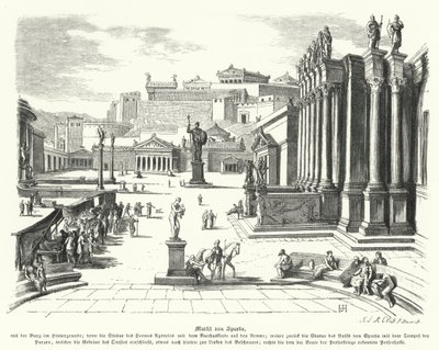 古代ギリシャ、スパルタの市場（彫刻 作： German School